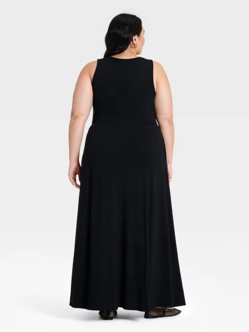 NWT Plus Size Black Maxi Dress Sleeveless V-Neck A-Line Pocket Dress 2X - Picture 3 of 5